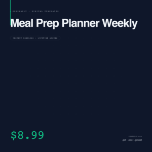 Meal Prep Planner Weekly |  | Instant Download