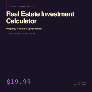 Real Estate Investment Calculator | Property Analysis Spreadsheet | Rental Property ROI Tracker | Instant Download