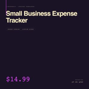 Small Business Expense Tracker |  | Instant Download