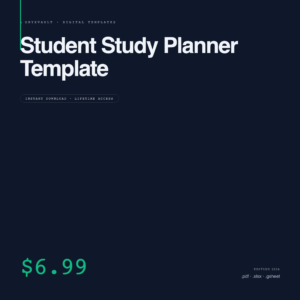 Student Study Planner Template |  | Instant Download