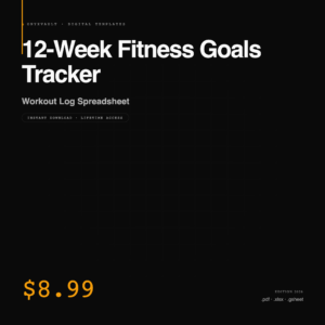 12-Week Fitness Goals Tracker | Workout Log Spreadsheet | Weight Loss Tracker | Gym Progress Planner | Instant Download