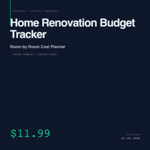 Home Renovation Budget Tracker | Room by Room Cost Planner | Contractor Quote Tracker | Instant Download