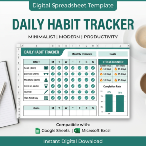 Daily Habit Tracker Bundle |  | Instant Download