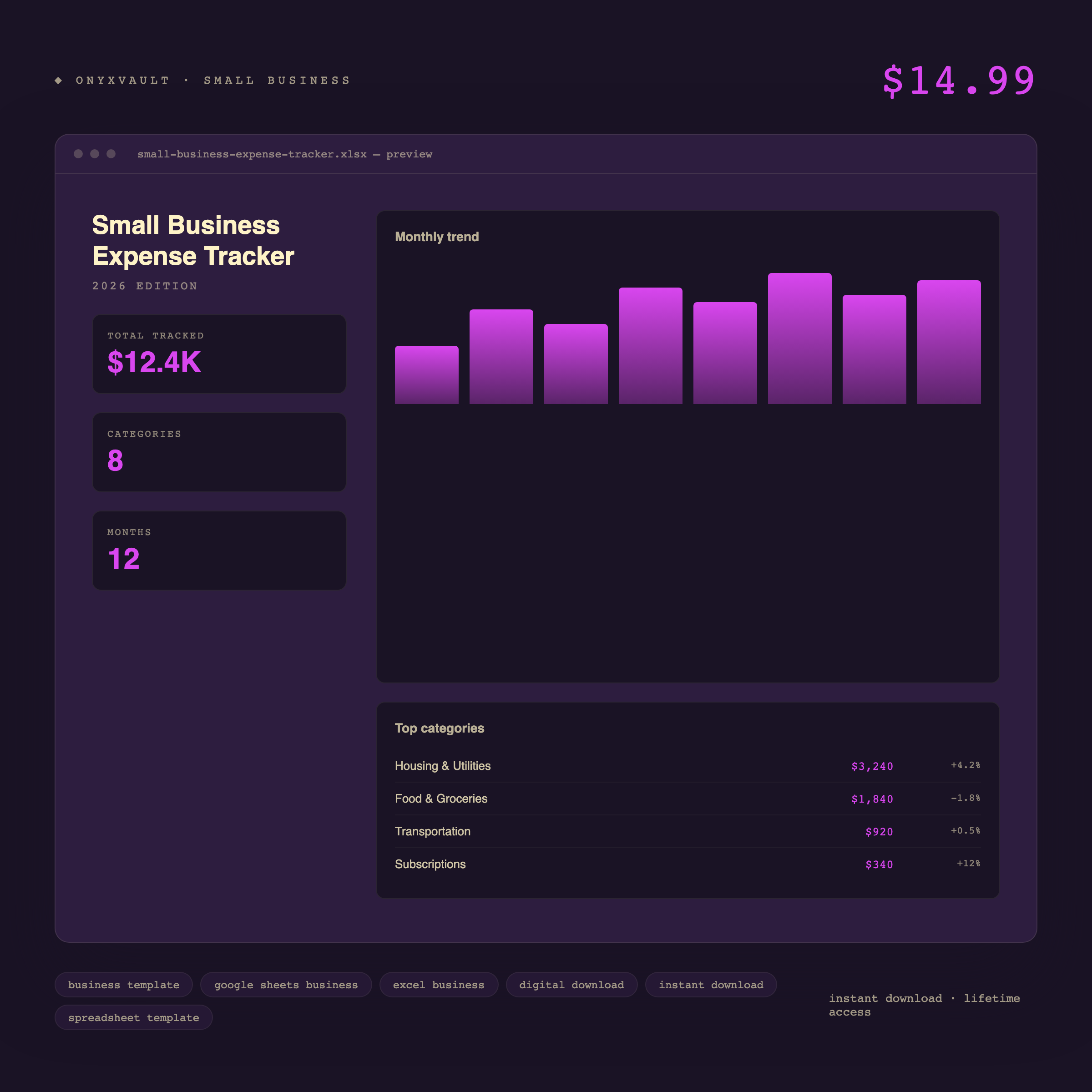 Small Business Expense Tracker | | Instant Download - Image 2