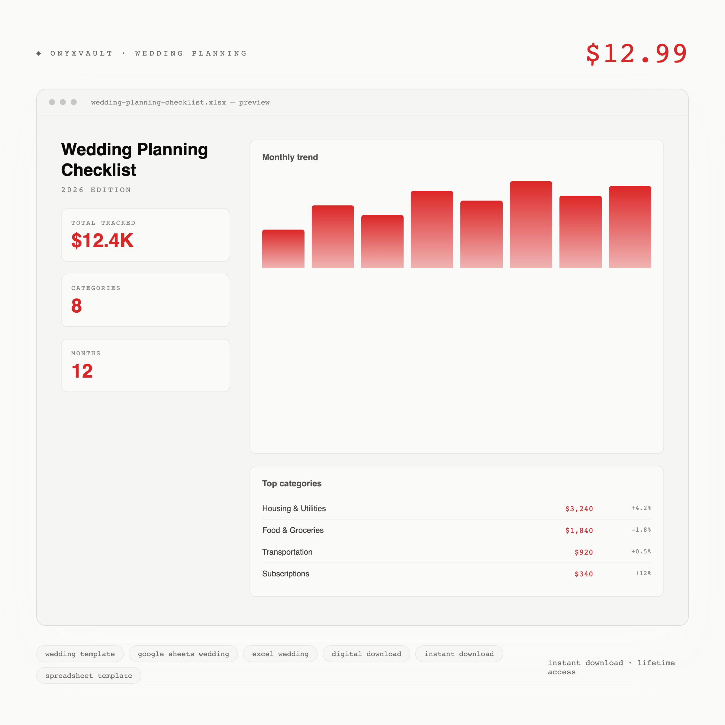 Wedding Planning Checklist | | Instant Download - Image 2
